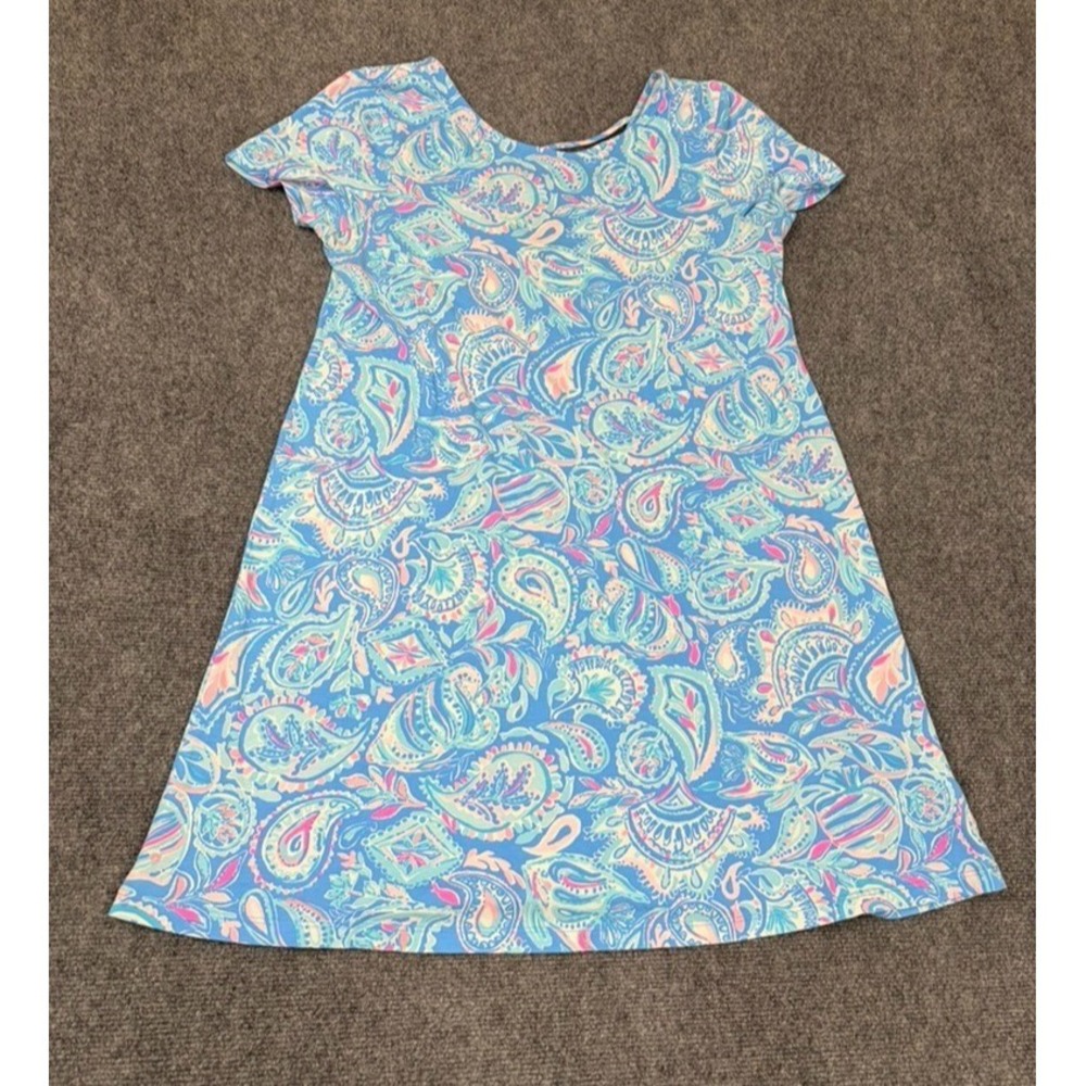 Lilly Pulitzer Kimi Swing Tshirt Dress Zanzibar Blue Fish Kiss‎ Print Women's L